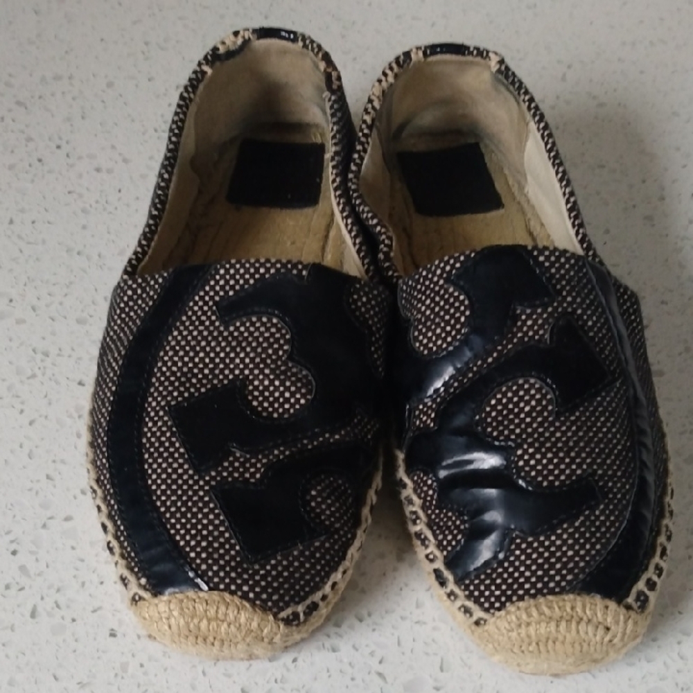 Tory Burch Black and Tan Loafers